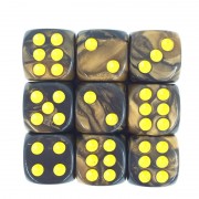 (Golden+Black) 12mm D6 pips dice